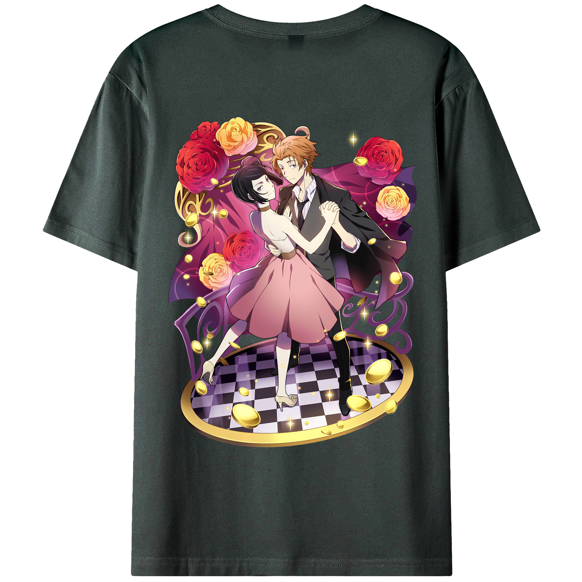 （画像用） 文豪ストレイドッグス Bungo Stray Dogs 綿100％ メンズ半袖Tシャツ（バックプリント） 通気性